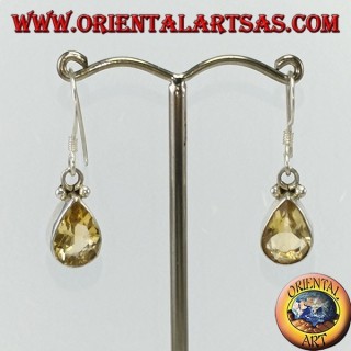 Pendientes de plata con conjunto de topacio en forma de lágrima facetada