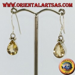 Boucles d'oreilles en argent avec topaze en forme de larme à facettes