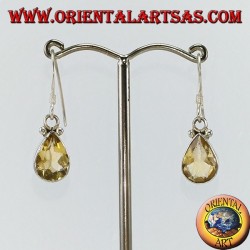 Boucles d'oreilles en argent avec topaze en forme de larme à facettes