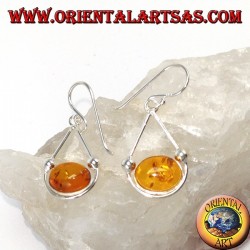 Boucles d'oreilles simples pendantes en argent avec ambre ovale
