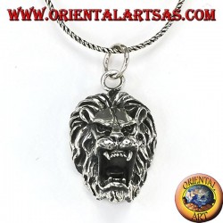Silver pendant with an aggressive lion's head