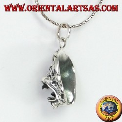 Silver pendant with an aggressive lion's head