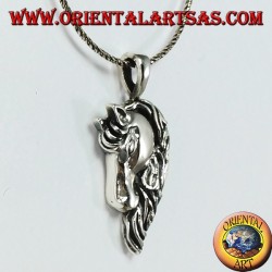 Pendant in silver horse head with a thick mane