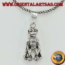 Chimpanzee monkey silver pendant