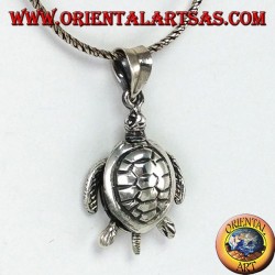 Colgante de plata, movimiento de la tortuga marina en movimiento (grande)