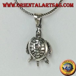 Colgante de plata, movimiento de la tortuga marina en movimiento (grande)