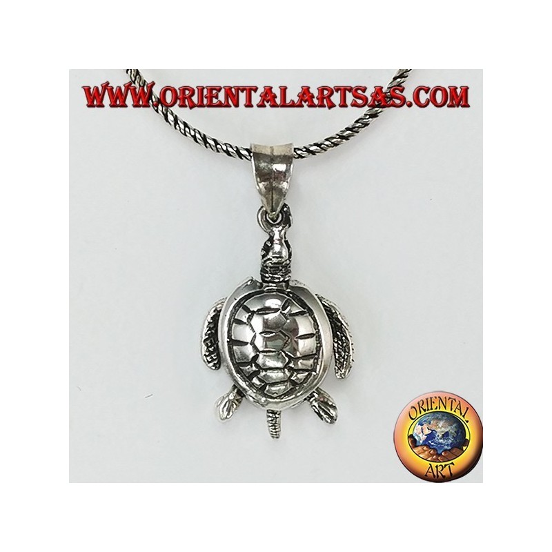 Pendentif en argent, déplacement de la tortue de mer (grand)