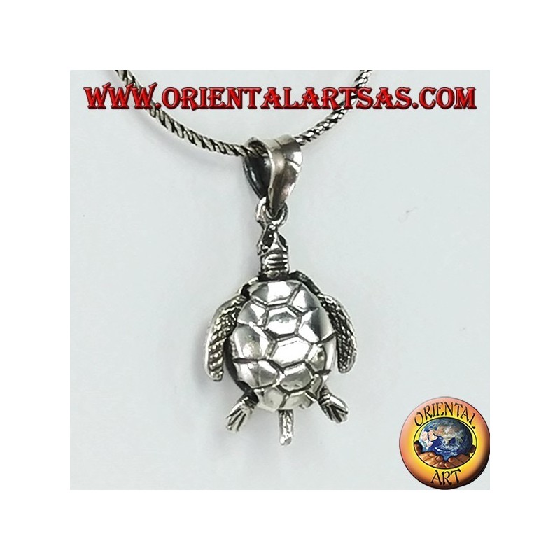 Pendentif en argent, déplacement de la tortue de mer (grand)