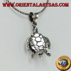 Pendentif en argent, déplacement de la tortue de mer (grand)