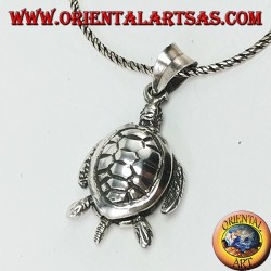 Pendentif en argent, déplacement de la tortue de mer (grand)