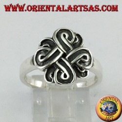 Silver ring with the knot of Saint John or Bowen's knot