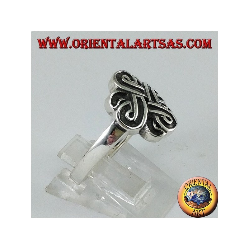 Silver ring with the knot of Saint John or Bowen's knot