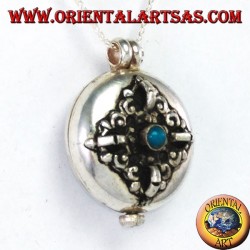 Colgante Gao Kalachakra en plata con doble dorje y turquesa