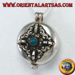 Gao Kalachakra pendant in silver with double dorje and turquoise