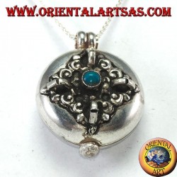 Colgante Gao Kalachakra en plata con doble dorje y turquesa