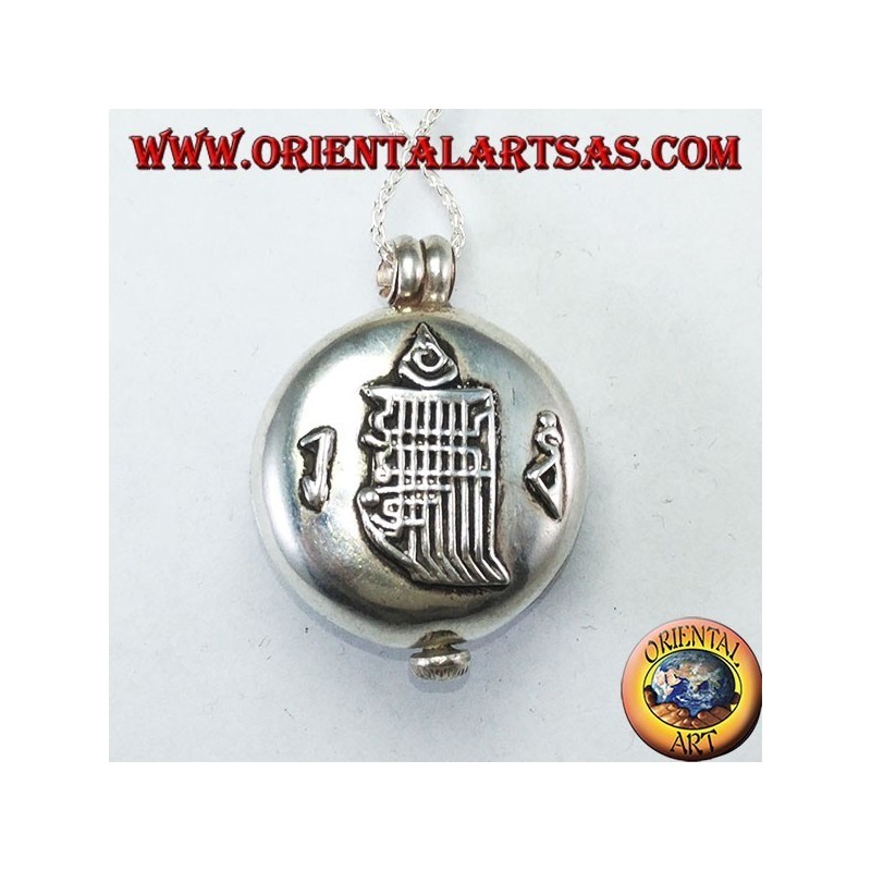 Gao Kalachakra Anhänger in Silber mit Doppel-Dorje und Türkis