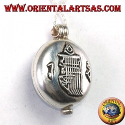 Gao Kalachakra pendant in silver with double dorje and turquoise