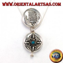 Gao Kalachakra pendant in silver with double dorje and turquoise