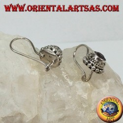 Pendientes de plata con amatista redonda pequeña facetada