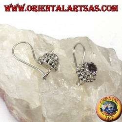 Boucles d'oreilles en argent avec petite améthyste ronde à facettes