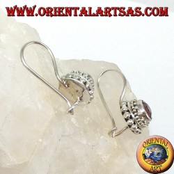 Boucles d'oreilles en argent avec petite améthyste ronde à facettes