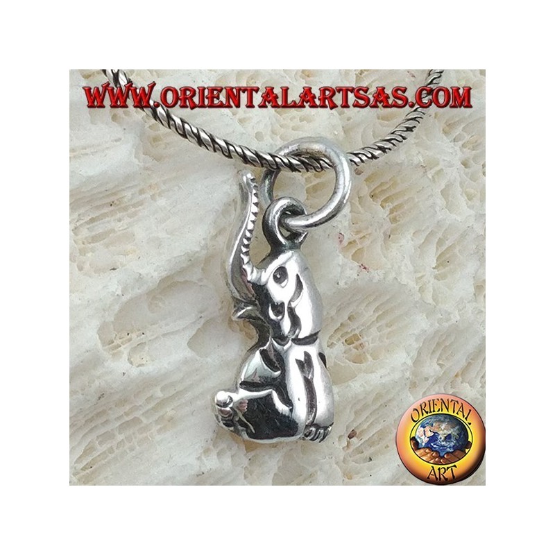 colgante de plata con trompa de elefante hacia arriba