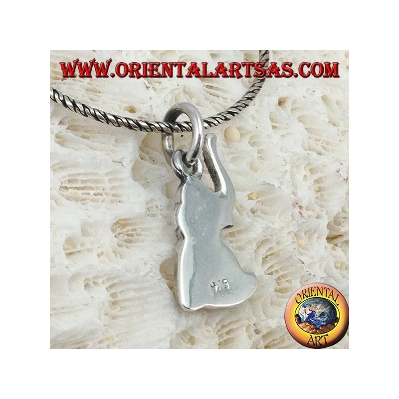 colgante de plata con trompa de elefante hacia arriba