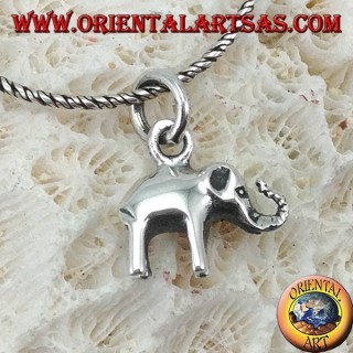 Small elephant silver pendant with proboscis up