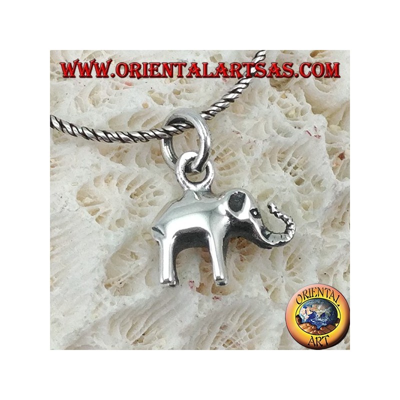 Small elephant silver pendant with proboscis up