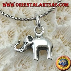 Small elephant silver pendant with proboscis up