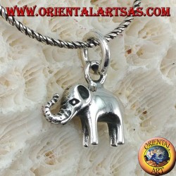 Small elephant silver pendant with proboscis up