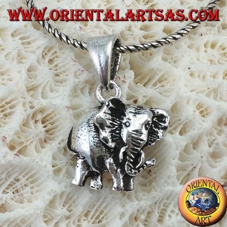Ciondolo in argento il pachiderma l'elefante 