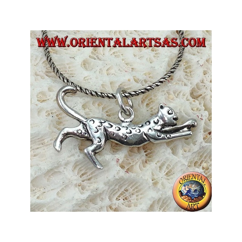 Colgante de plata, guepardo corriendo
