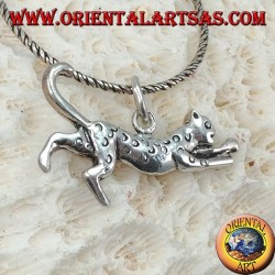Silver pendant, running cheetah