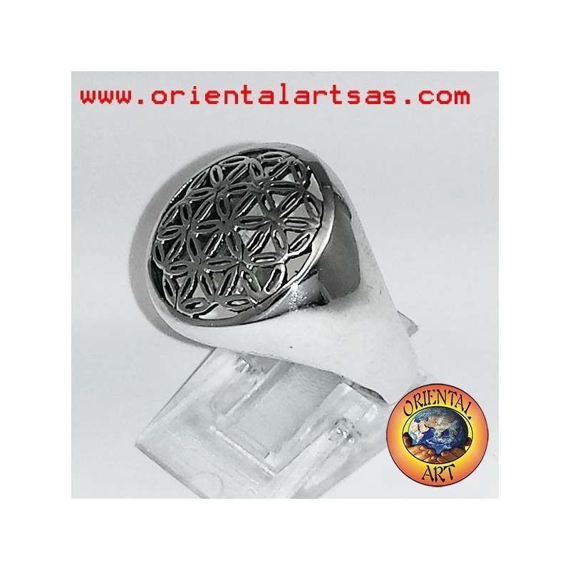 anello fiore della vita in argento