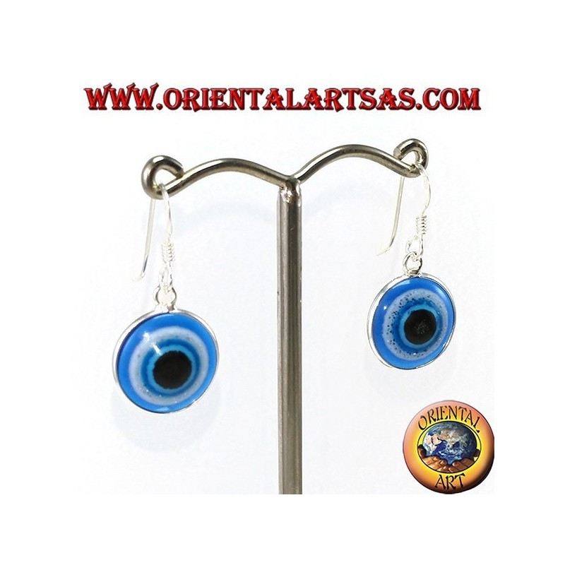 Silver pendant earrings with an eye of Allah