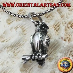 Pendant in silver owl on the three-dimensional branch