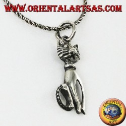 Pendentif en argent le chat avec une moustache