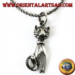 Silver pendant the cat with a mustache
