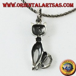 Silver pendant the cat with a mustache