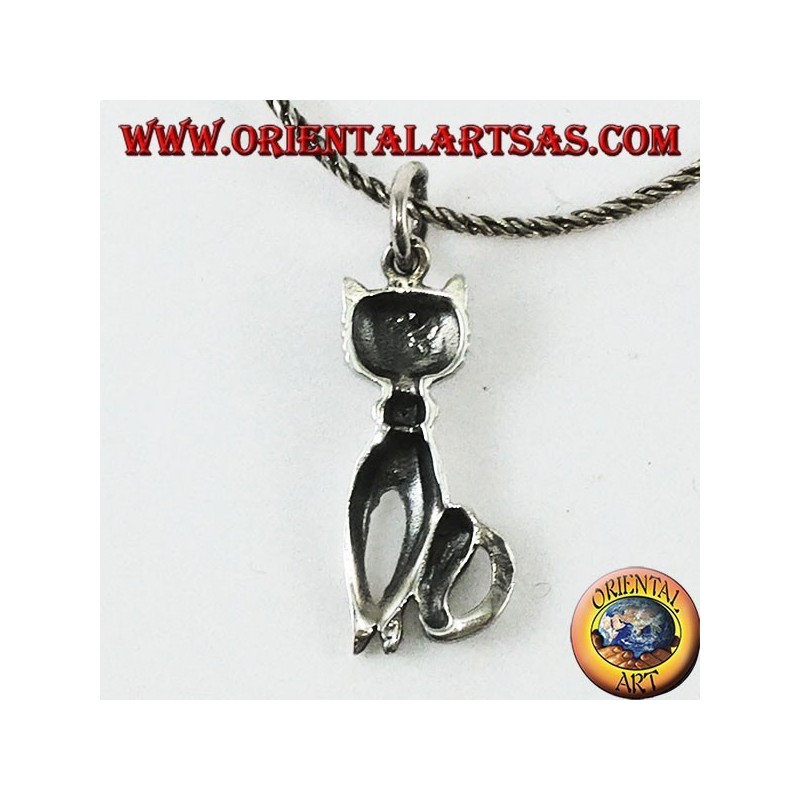 Pendentif en argent le chat avec une moustache