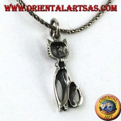 Silver pendant the cat with a mustache