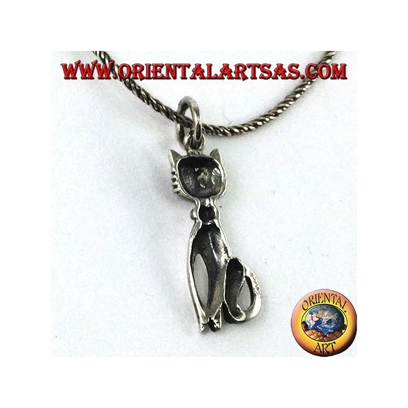 Silber Anhänger der Katze mit einem Schnurrbart