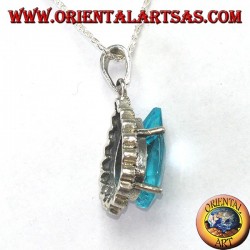 Colgante de plata con topacio azul en forma de gota con marcasitas