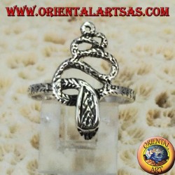 Silver ring in the shape of a cobra snake