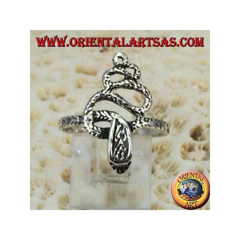 Silver ring in the shape of a cobra snake