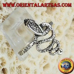 Silver ring in the shape of a cobra snake