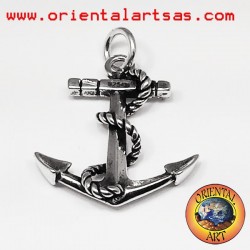Colgante Ancla en Plata 925 con Cuerda Trenzada