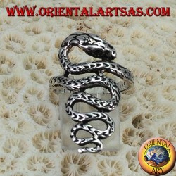 Anello in argento 925 ‰   a forma di serpente cobra lungo