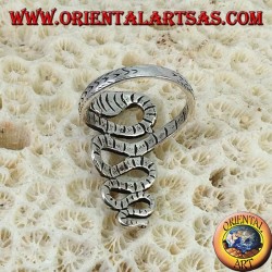 Anello in argento 925 ‰   a forma di serpente cobra lungo